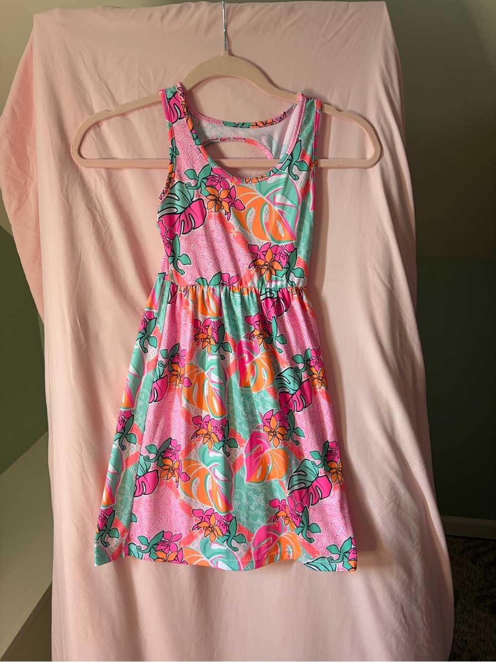 Girls' Pink Tropical Print Sundress size 6